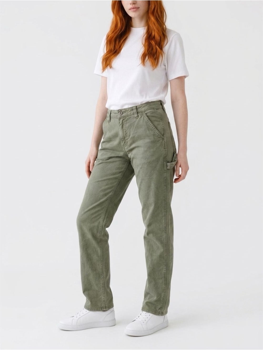 Women's Adriano Goldscmied Straight-Leg Utility Jeans in Olive Green
